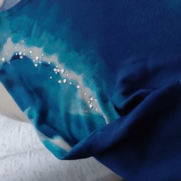 White House Black Market Blue Tie-Dye Women's Sweater Size XL - Picture 5 of 9